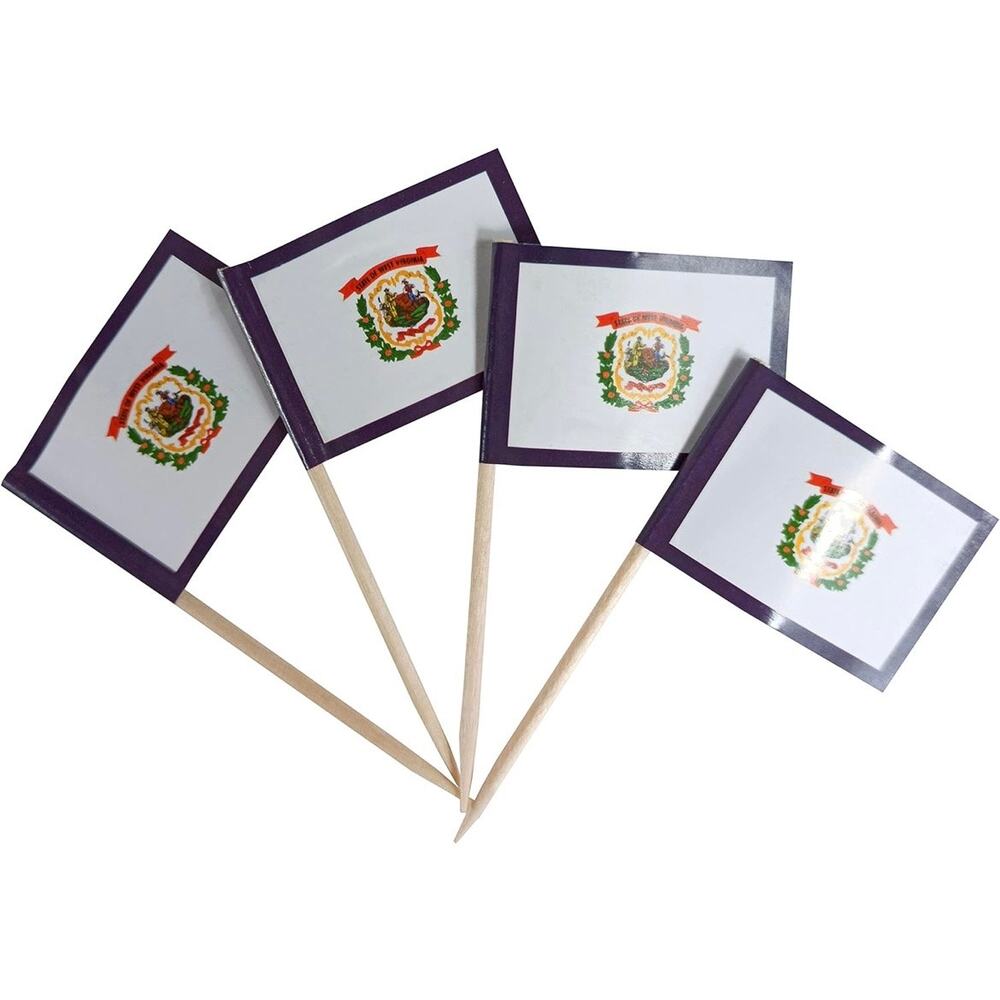 NEW State of West Virginia Mini Flag Toothpick Cupcake Toppers - 200 Pieces
